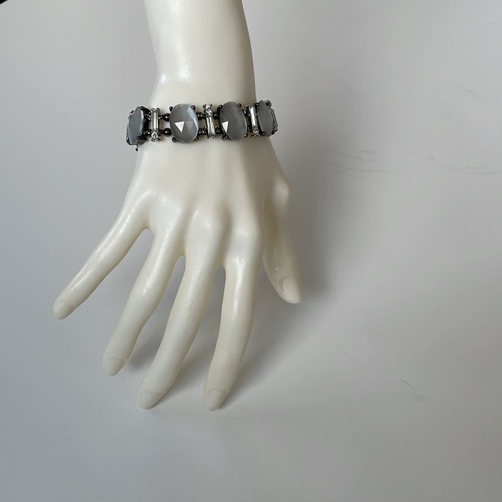 WHBM Smoky Grey Stone/Rhinestone Bars Bracelet - Picture 7 of 11